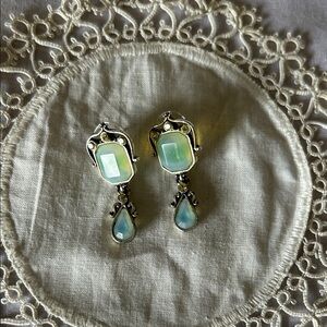 Pale Blue-Green Opalescent Drop Earrings